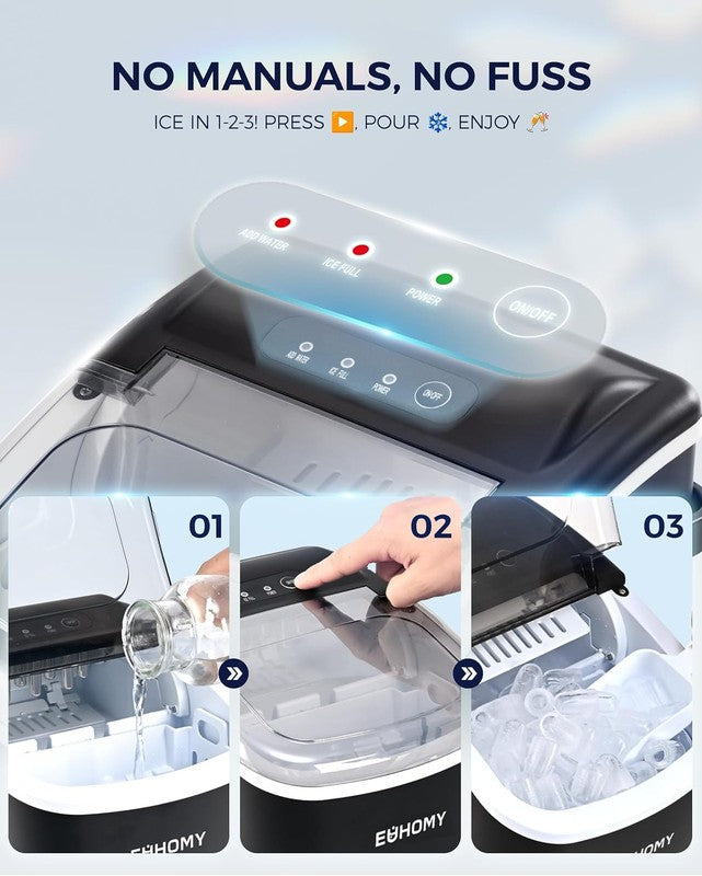 Portable Ice Maker - 26Lbs/24Hrs, 9 Cubes in 6 Mins, Auto-Clean, Black5