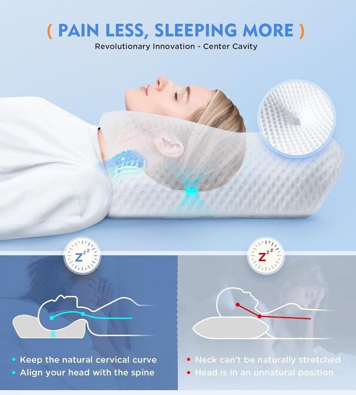 Cervical Neck Pillow Memory Foam Cooling Ortho Support for Side Back Sleepers1