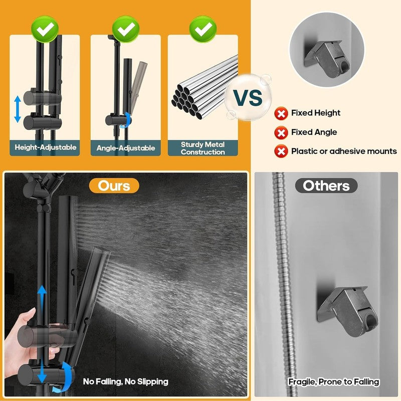 10" High Pressure Rain Shower Head w Handheld Dual 2-in-1 Matte Black2