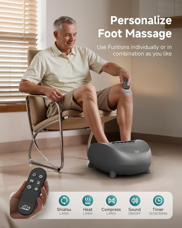 Shiatsu Foot Massager w/ Heat Compression Remote Deep Kneading Size 142