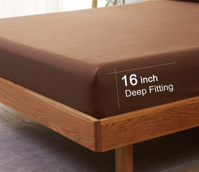 Super Soft 1800 Thread Count Microfiber Queen Sheets   4 Piece, Brown5