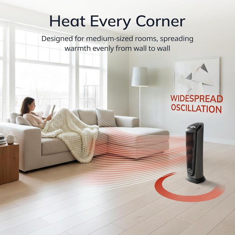 1500W Tower Space Heater Indoor w/ Remote Compact Electric Heater Grey2