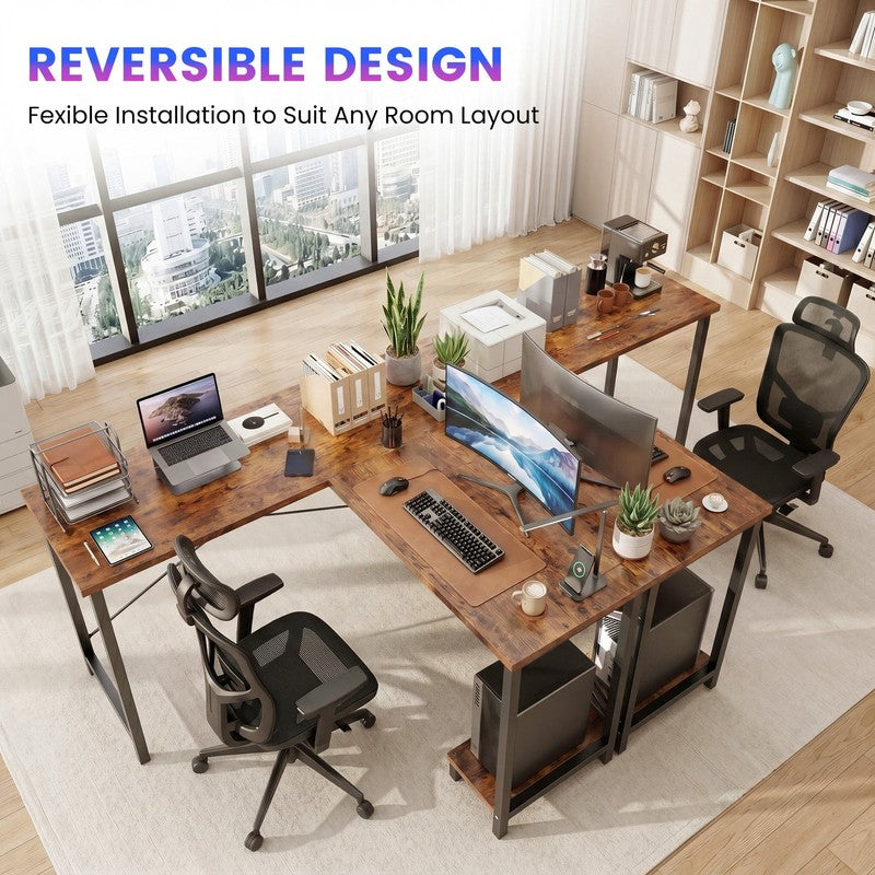 50 Inch L Shaped Computer Desk, Corner Executive Desks Gaming Desk PC Table with2