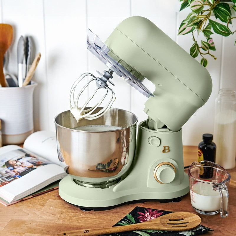 3.5 Qt Stand Mixer Sage Green w/ Flat Beater Dough Hook & Whisk1
