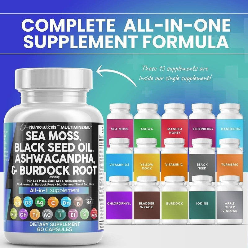 Sea Moss & Black Seed Oil with Turmeric, Ashwagandha, Elderberry & More1
