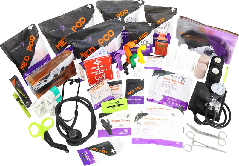 Lightning X EMT First Responder Bag LXMB25 Fully Stocked 240 EMS Trauma Kit Blue1