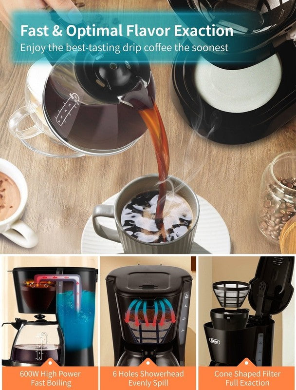 Compact 5 Cup Coffee Maker with Filter Warming Plate Glass Pot New Condition5