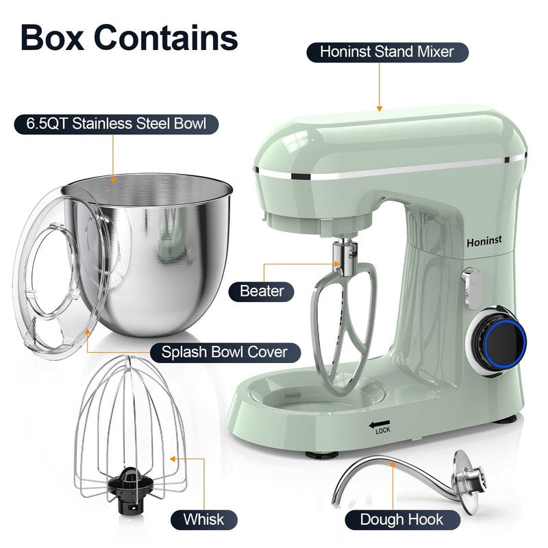 6.5QT Stand Mixer 10+ Speed Kitchen Electric Mixer Dough Hook Whisk Beater Bowl4