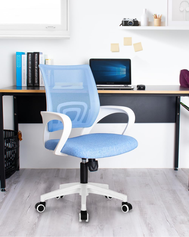 Mesh Office Desk Chair Ergonomic Mid Back Lumbar Support Sky Blue7