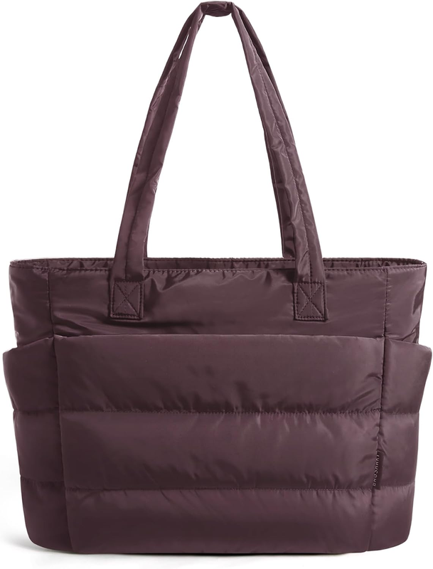 Women's Lightweight Puffy Tote Bag Shoulder Bag with Compartments Travel Gym9