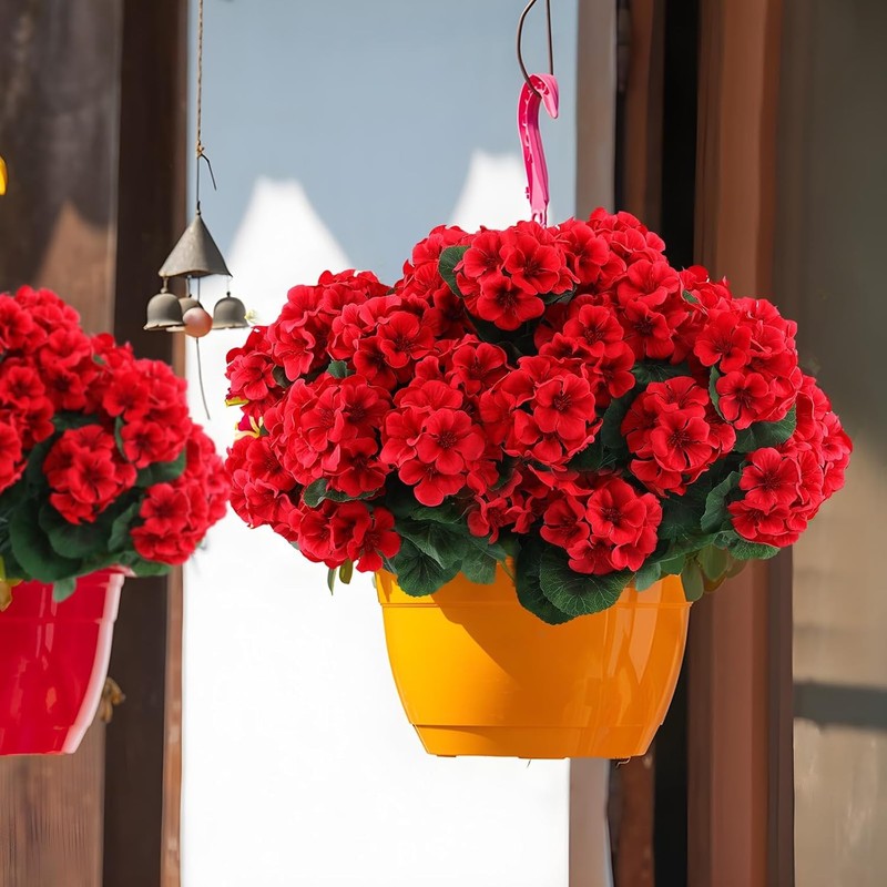 6 Pcs Artificial Geranium Flowers for Outdoors Geranium Silk Red Flower Outdoor 4