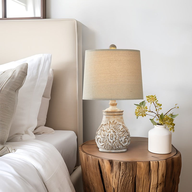 Set of 2 18.5" Retro Farmhouse Table Lamps Resin for Bedroom & Living Room8