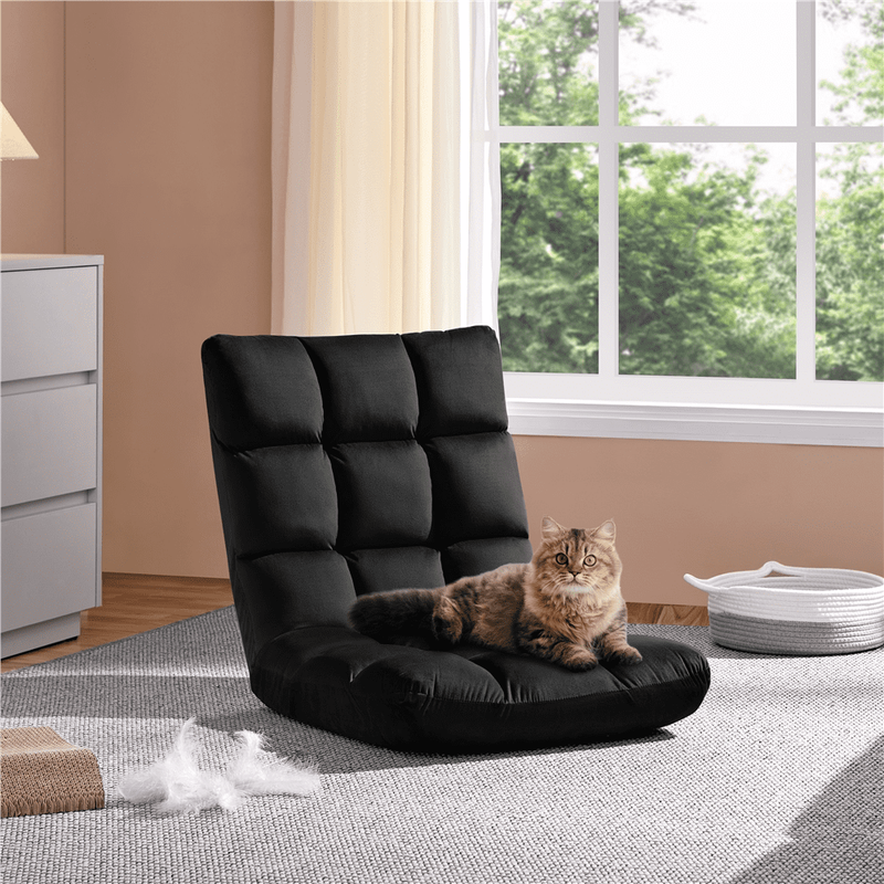 Floor Folding Gaming Chair Lazy Sleeper Recliner with 14 Adjustable Positions, B1