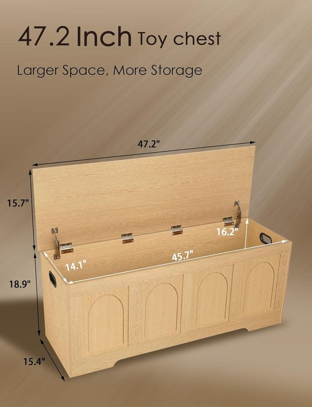 47.2'' Rattan Storage Chest Flip Top Entryway Bench Toy Box Natural2
