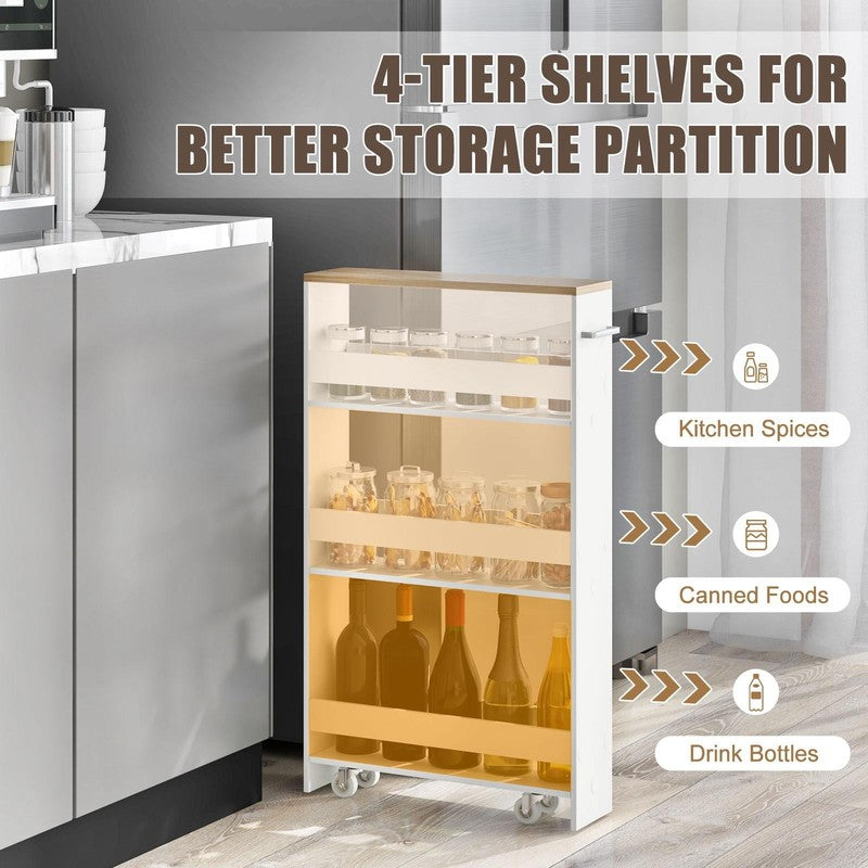 4 Tier Slim Rolling Storage Cart w/ Handle, Space Saving for Kitchen & Laundry6