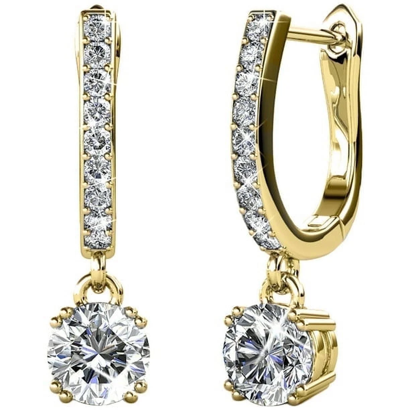 Mckenzie 18K Yellow Gold Plated Drop Dangle Earrings with Crystals for Women9
