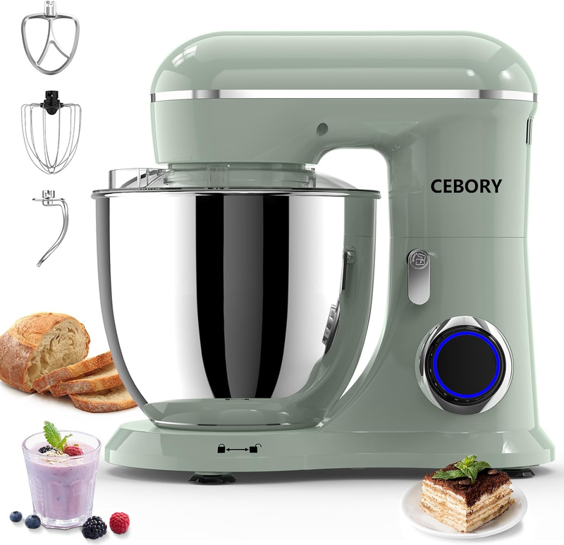 3-in-1 Stand Mixer 6.5QT 660W 10-Speed w/ Dough Hook Whisk Beater6
