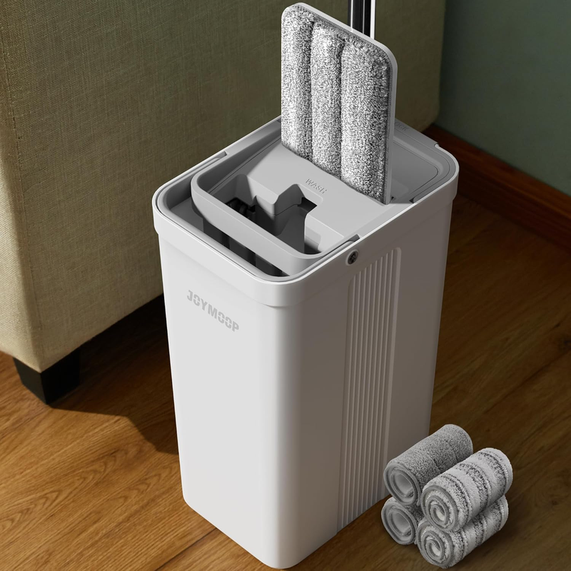 Mop and Bucket Set with Wringer, Flat Mops for Floor Cleaning, Wall Mop Cleaner 10
