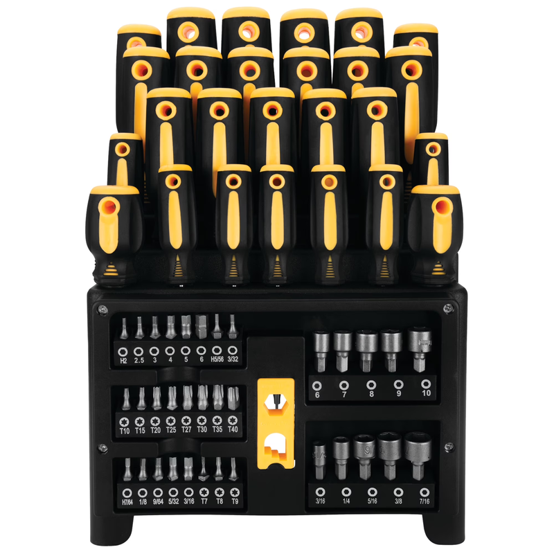 W1731 Screwdriver and Bit Set with Rack, Yellow/Black, 61 Piece6