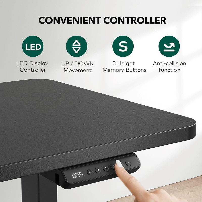 L-Shaped 63x55 Electric Standing Desk Adjustable Height Corner Black5