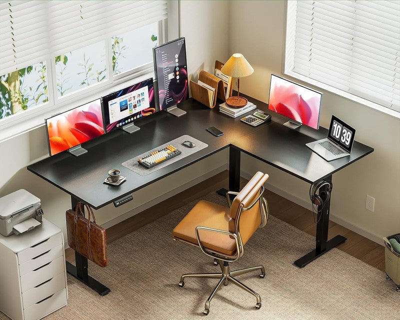 63” Reversible L-Shaped Electric Standing Desk Height Adjustable Corner Black7