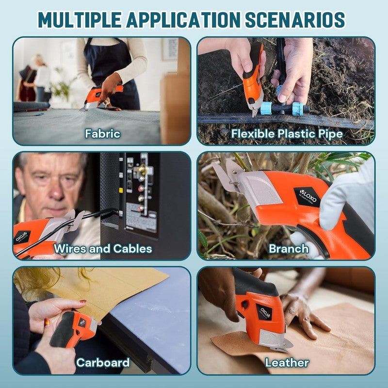 Rechargeable Cordless Electric Scissors for Fabric, Cardboard & Crafts - Orange1