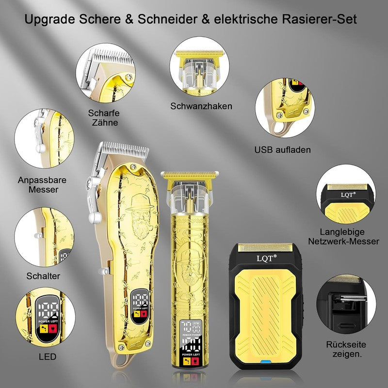 Gold Professional Hair Clipper Set for Men - Cordless Grooming Kit2