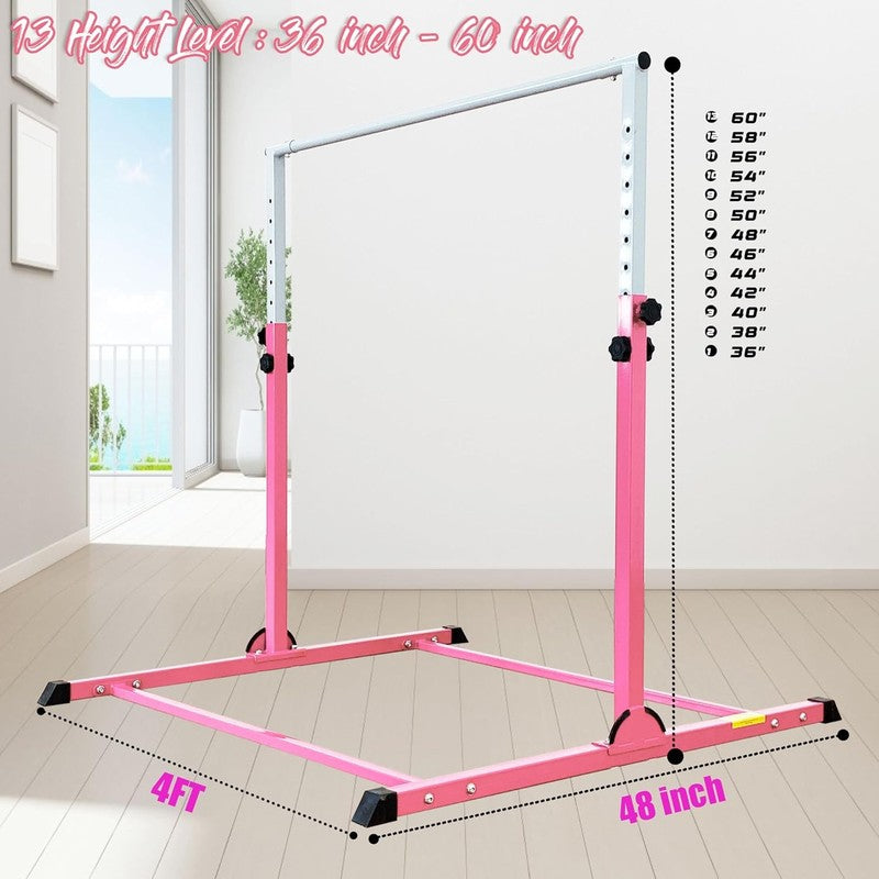 Kids Gymnastic Bar 4FT Wide 5FT Adjustable Kip Bar 350lb Home & Club Use3