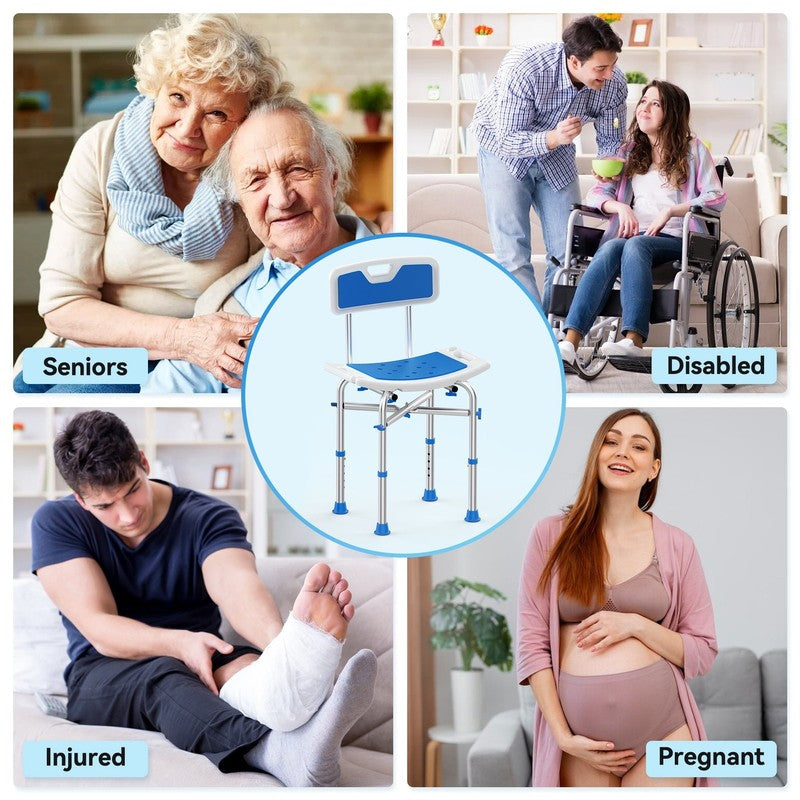 Heavy Duty 500lb Shower Chair with Back, Height Adjustable Bath Stool8