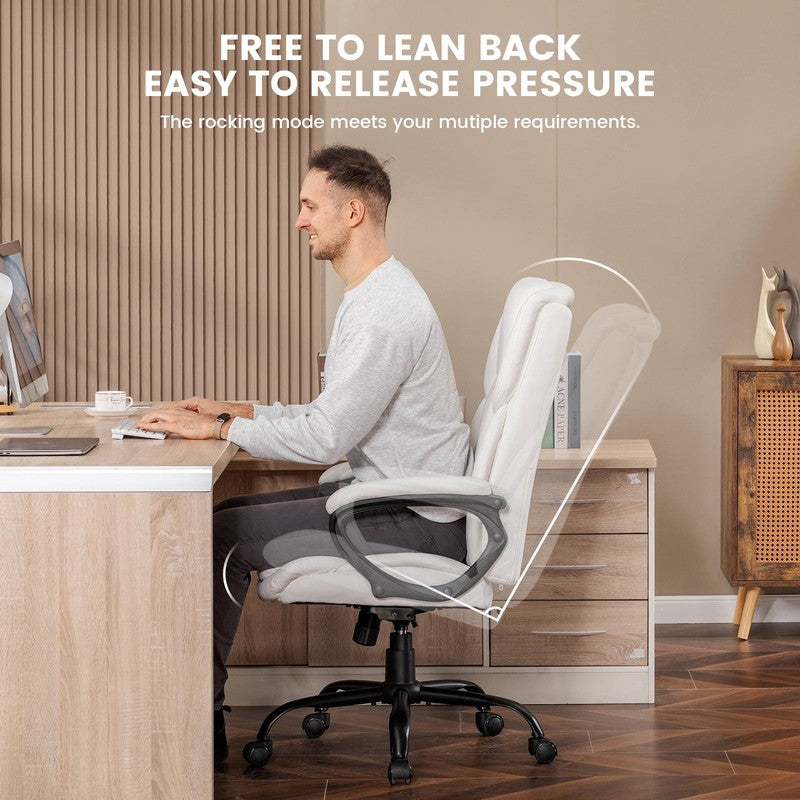 Executive Ergonomic High Back Leather Home Office Desk Chair, White7