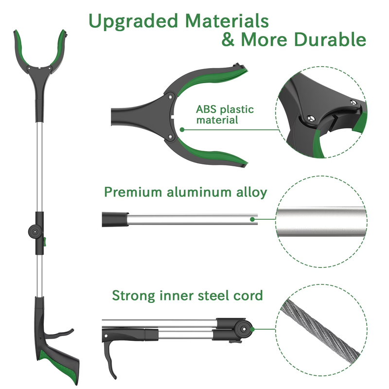 32in Reacher Grabber Tool Trash Claw Aluminum Pickup Assist Green7