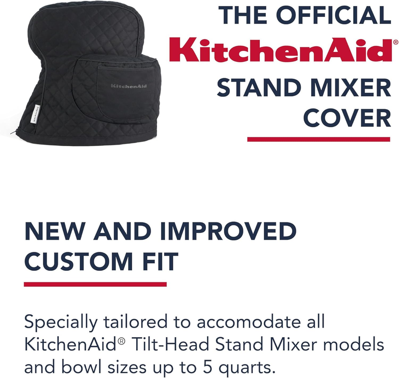 KitchenAid Tilt Head Stand Mixer Cover Quilted Cotton Storage Pocket Black6