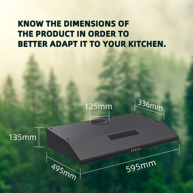 Black 30" Under Cabinet Range Hood LED 3-Speed Push Button Charcoal Filter1