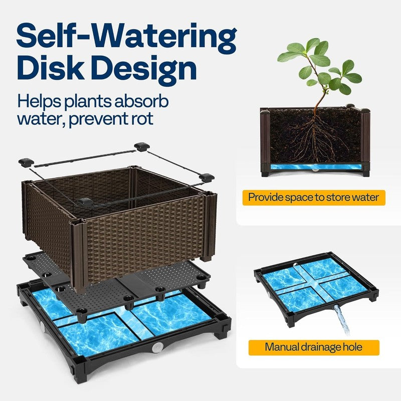 4 Pack Elevated Garden Bed Planter Kit with Drainage for Patio & Deck5