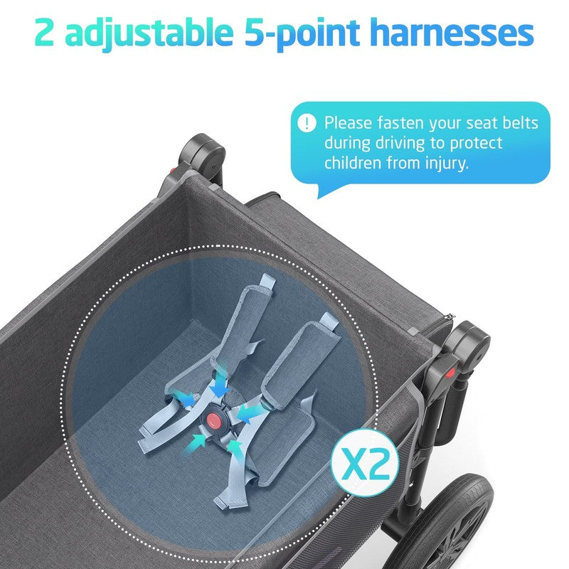 All-Terrain Stroller Wagon for Toddlers with Canopy, Parent Organizer, Adjustabl4