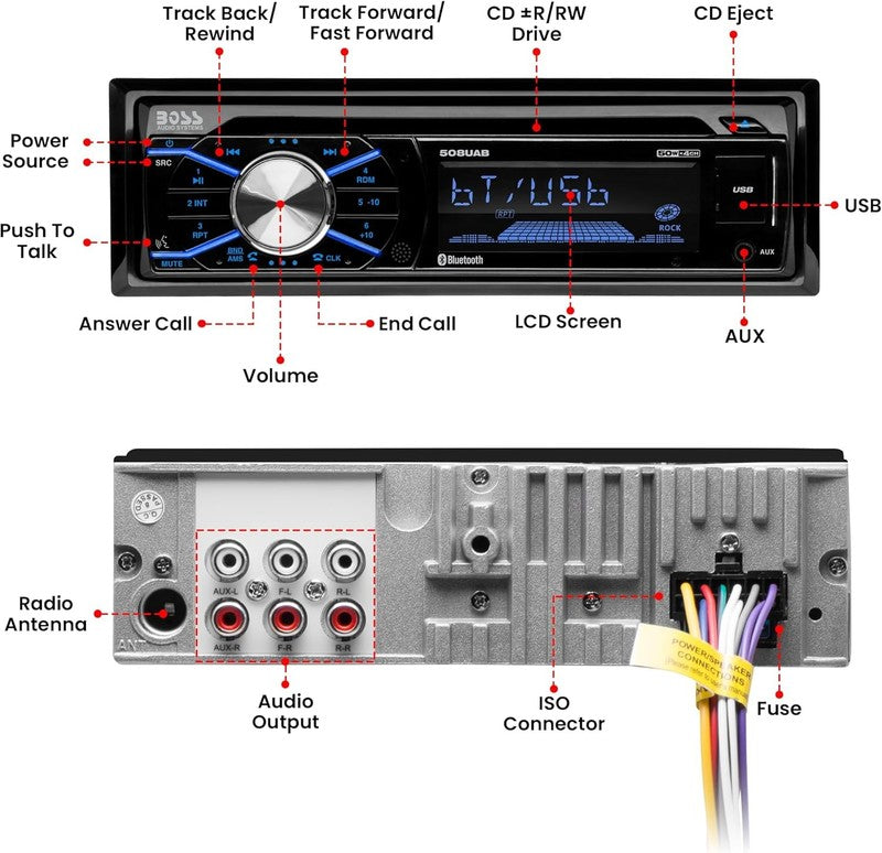 Bluetooth Car Stereo Package with 6.5" Speakers - Single Din, USB, AM/FM Radio6
