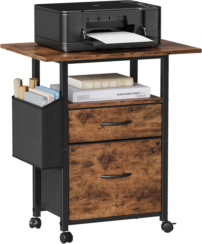 2 Drawer File Cabinet with 24'' Extended Desktop, Mobile Filing Cabinet, Rolling9
