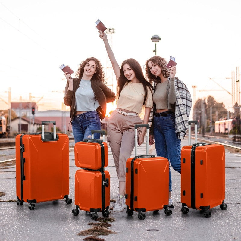 5 Piece Luggage Set with 8 Packing Cubes, Hard Shell Suitcase Set with Spinner W9