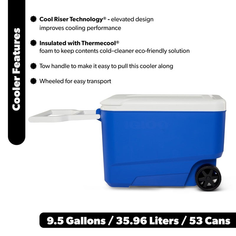 38 QT Wheelie Cool Hard Sided Cooler with Wheels, Blue10