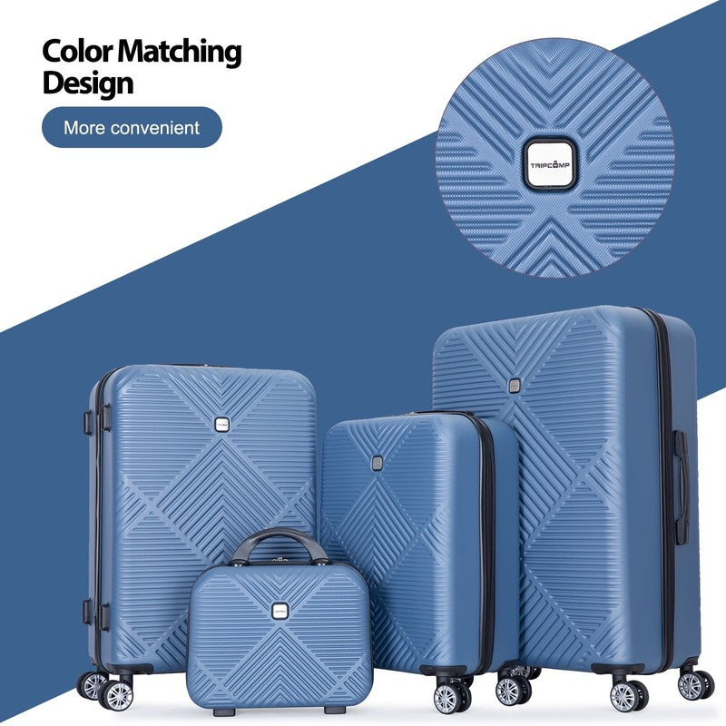 4 Piece Blue Hardside Luggage Set with Spinner Wheels   Lightweight & Durable1