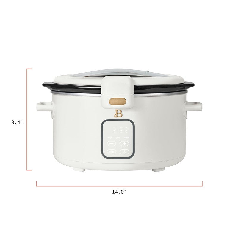 4 Qt Digital Slow Cooker with Hinged Locking Lid, White Icing by Drew Barrymore9