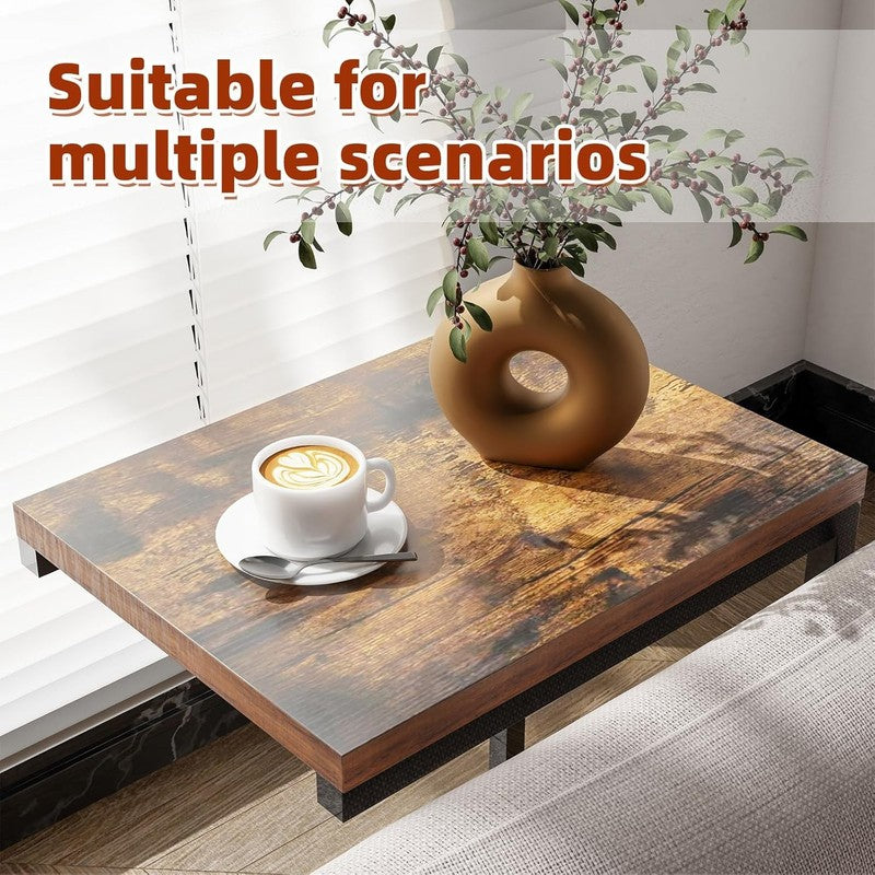 C Shaped End Table, Sofa Side Table with Metal Frame, Rustic Brown6