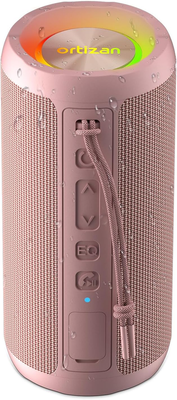 24W Bluetooth Speaker, IPX7 Waterproof, 30H Playtime, 360° Light, Stereo, Pink8
