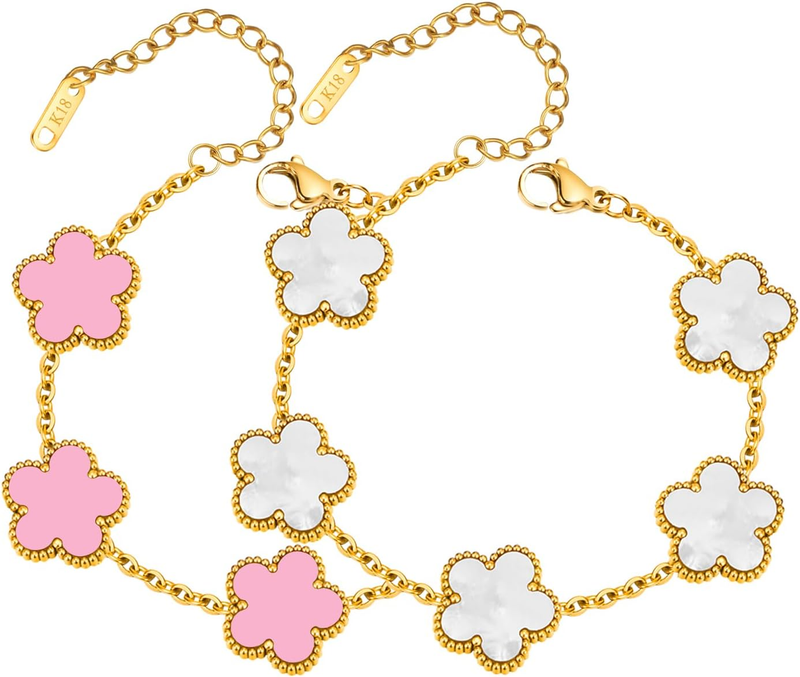 18K Gold Plated Bracelet Set for Women, Non-Tarnish, Adjustable Gift8