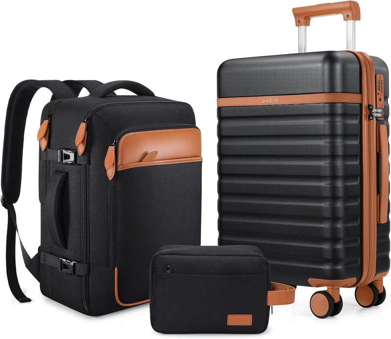 3 Piece Luggage Set 20" Carry On Spinner Hardside Suitcase w/ TSA Lock Black9