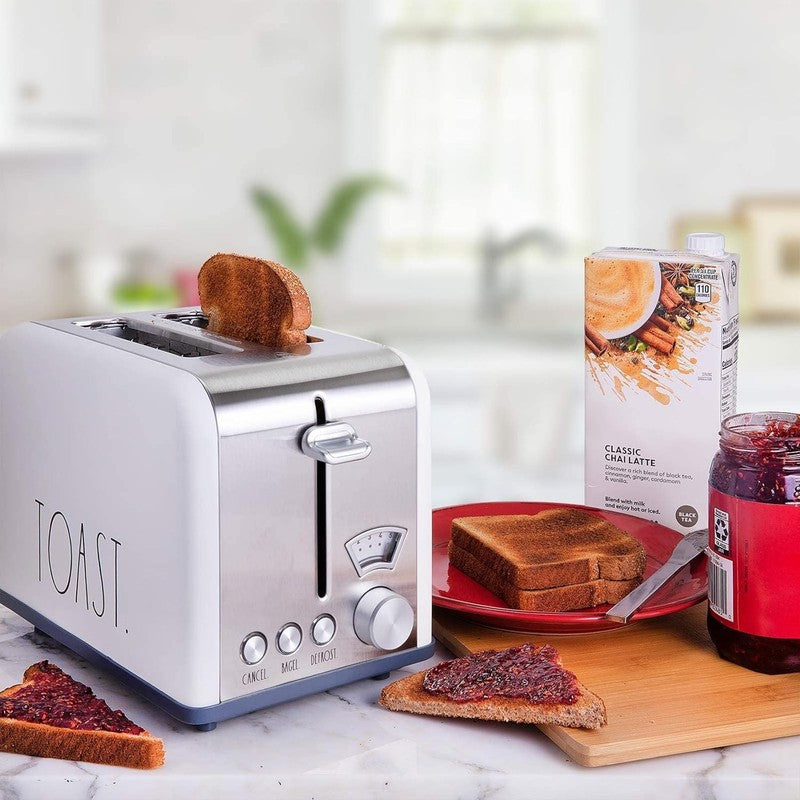Stainless Steel 2 Slice Toaster Wide Slot 5 Browning Bagel Defrost Cancel Cream4