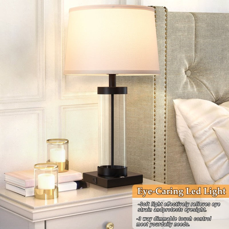 Modern Glass Table Lamps with USB Ports, Touch Dimmable, Set of 21