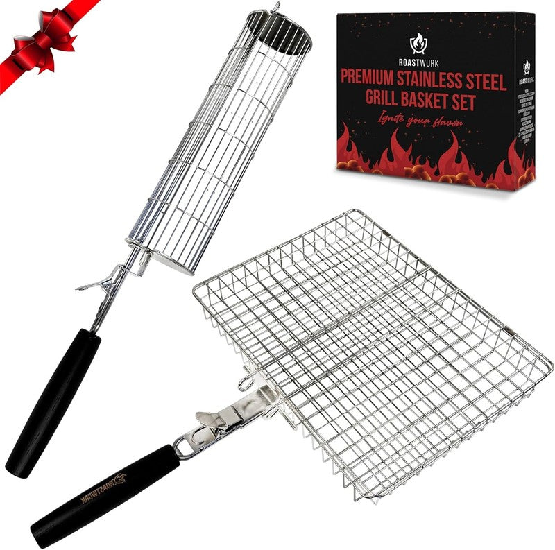 'S Bbq Grill Basket Set for Meat Fish Vegetables Stainless Steel 304 Barbecue Bb5