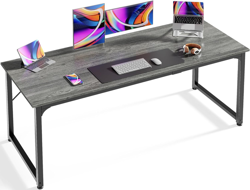 63'' Computer Gaming Desk w/ Storage Office Writing Desk Metal Frame Grey0