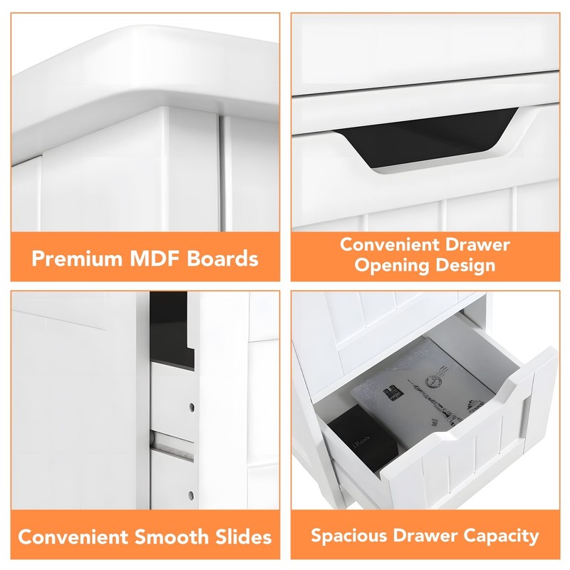 Floor Bathroom Storage Cabinet with 4 Drawers Freestanding Organizer White3